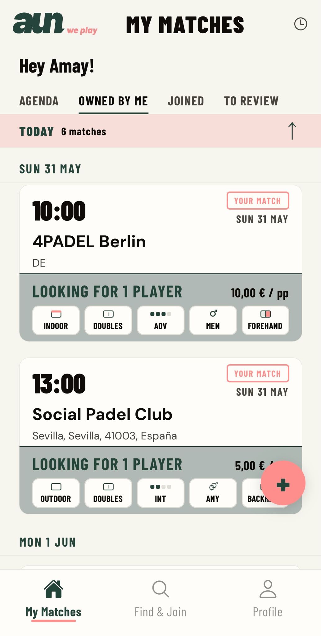 Privacy — my matches app screen